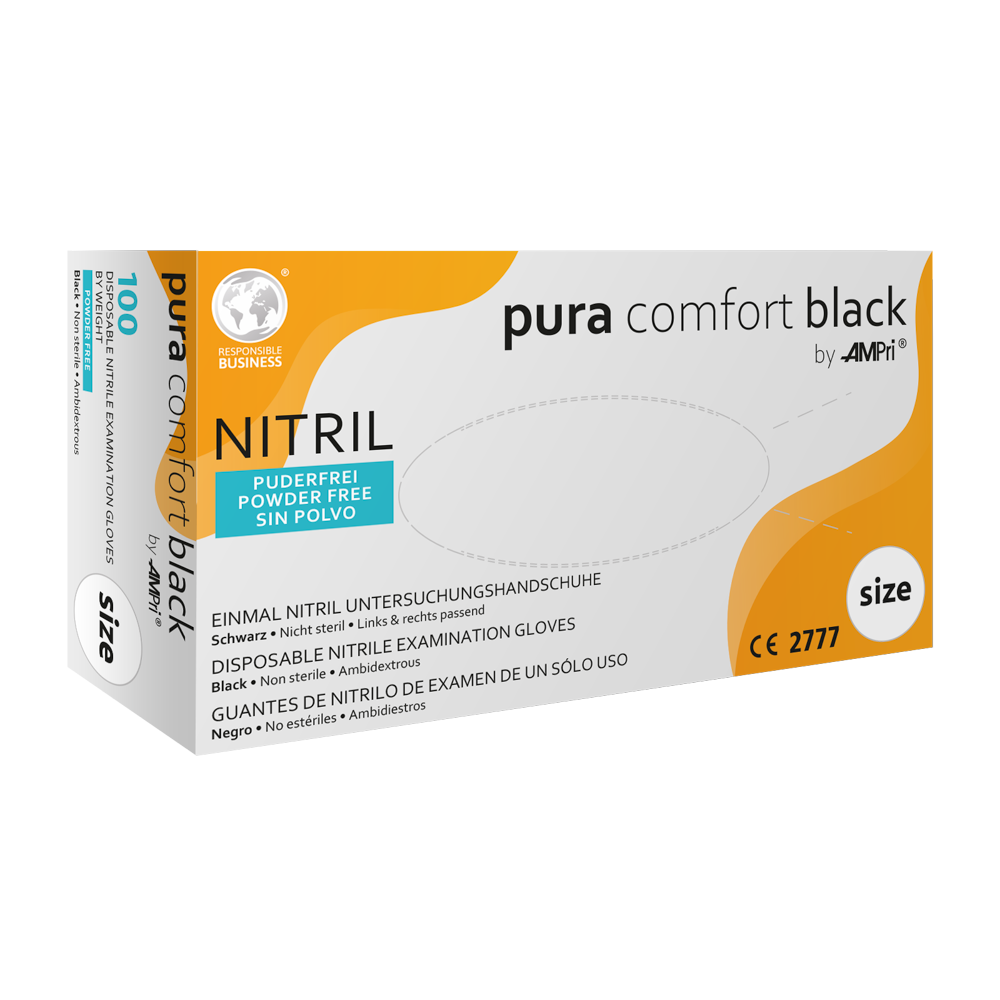 118-038-XL Rukavice Pura Comfort Black nitril 100/1 XL