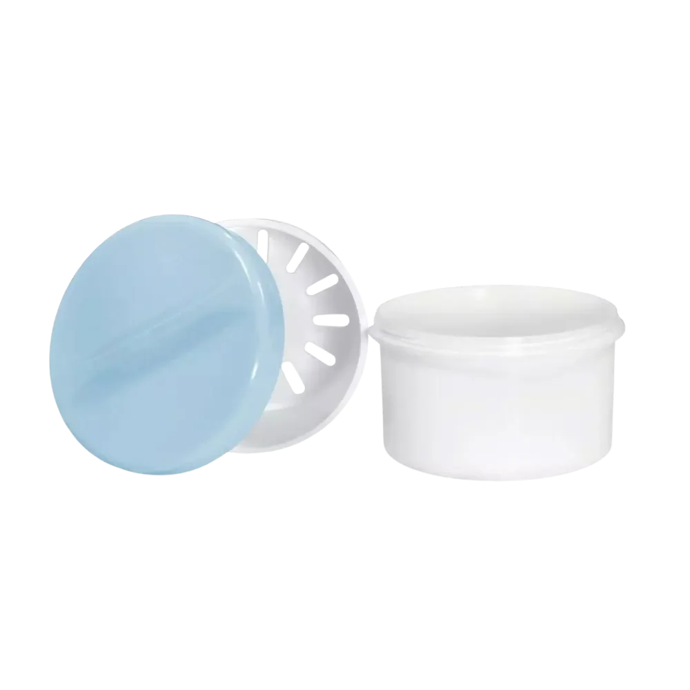L-09198-B MC Spremnik za proteze bijeli s plavim poklopcem